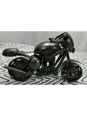 Unique Scrap Metal Black Motorcycle Miniature Desk Decor Model